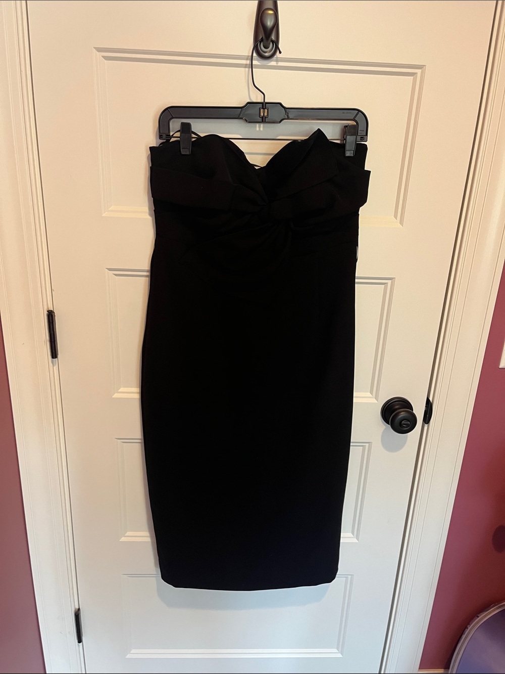 Club Monaco Black Strapless Twist-Front Sheath Dress